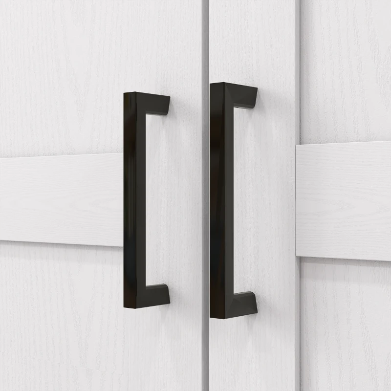 HOMCOM Farmhouse Kitchen Pantry Storage Cabinet, Kitchen Pantry Cabinet with Doors and Adjustable Shelves, Cream White