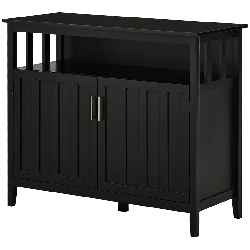 HOMCOM Sideboard Buffet Cabinet, Coffee Bar Cabinet with 2 Doors and Adjustable Shelves, Console Table for Kitchen Entryway Living Room, Black