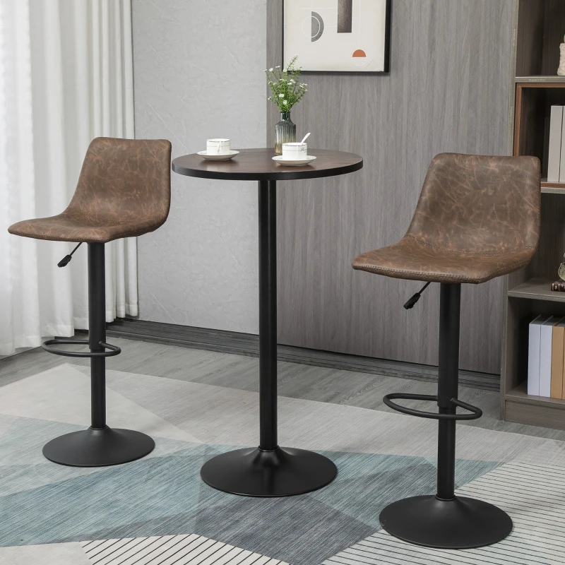 HOMCOM 41" H Bar Height Round Bar Table, Rustic Industrial Pub Table, Elm Wood Top Bistro Table with Metal Base