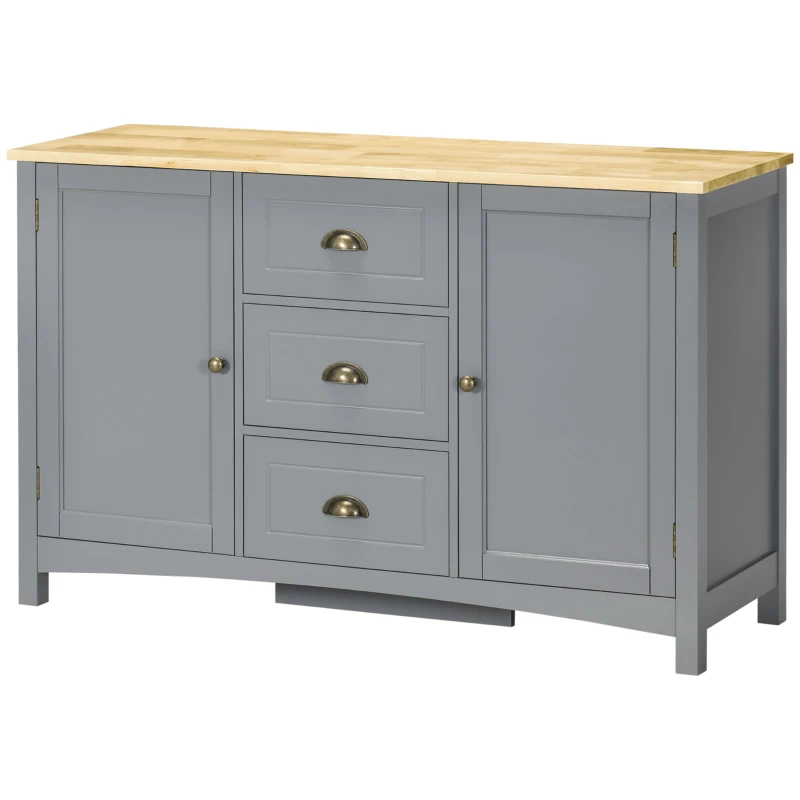 HOMCOM Buffet Cabinet with 3 Storage Drawers, Sideboard for Living Room, Gray