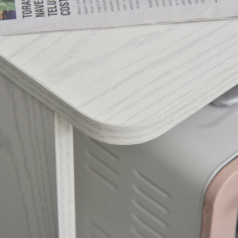 HOMCOM Microwave Cart on Wheels Utility Trolley Storage Sideboard Bookcase with 2-door Cabinet, White Oak