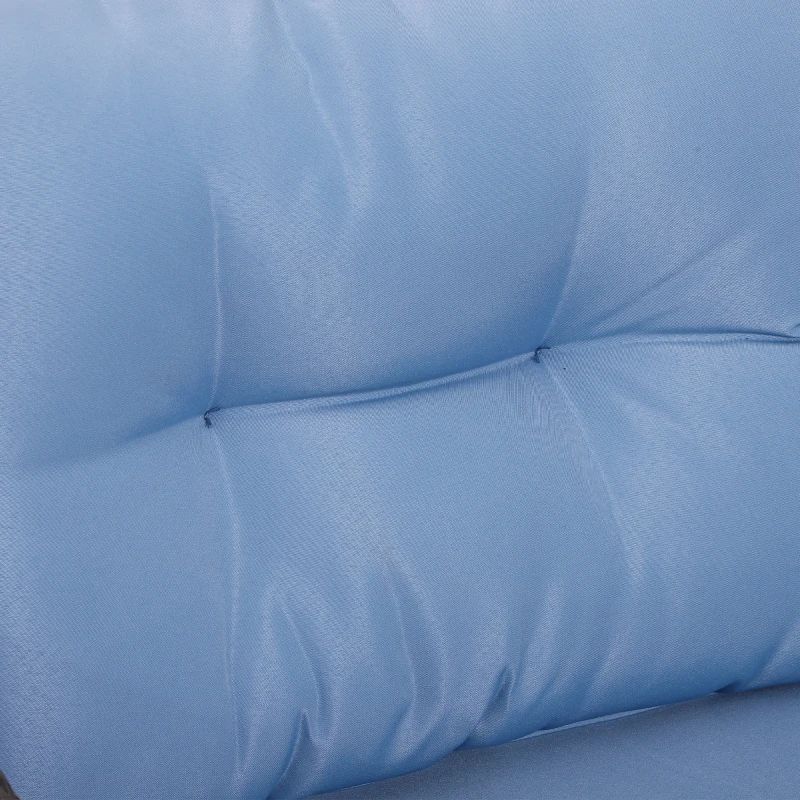 Outsunny 5pcs Patio Rattan Coffee Set Garden Wicker Bistro Set with Ottoman Yard Sofa Conversation Set Armchairs Tea Table & Footstool w/ Cushions All Weather Deck Furniture, Blue