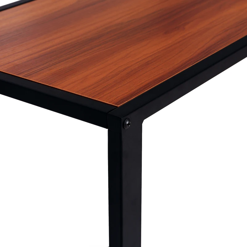 HOMCOM C-Shaped End Table, Laptop Table with Metal Frame, Sofa Side Table for Living room, Bedroom, Walnut