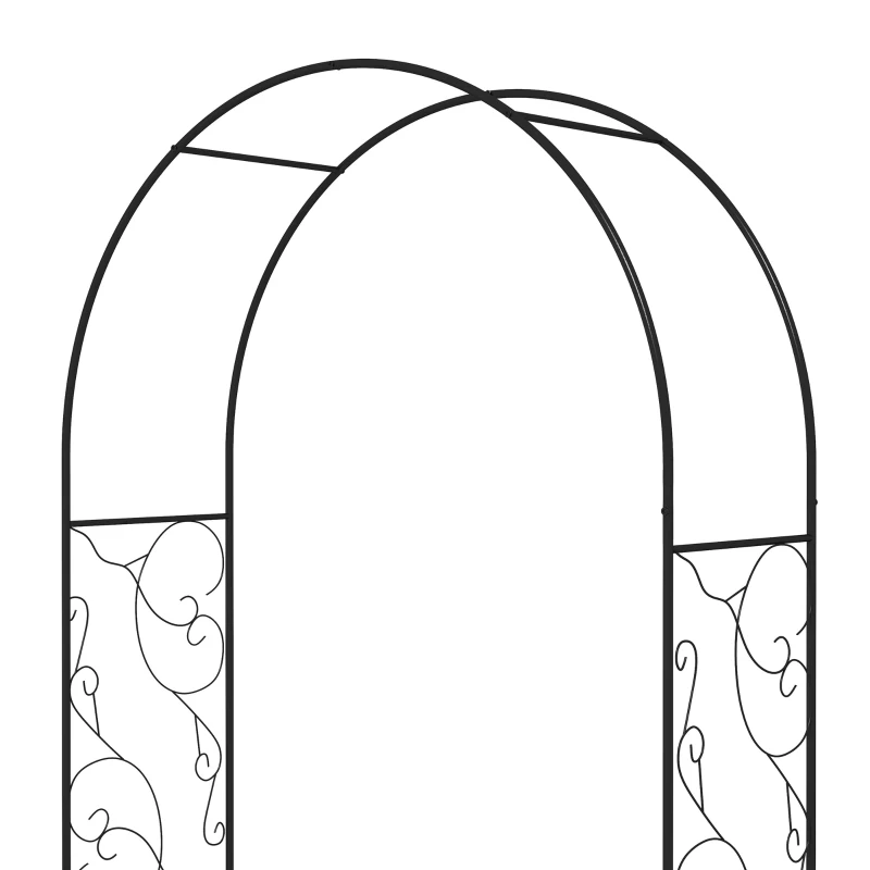 Outsunny 89.25" Metal Garden Arch with Gate, Garden Arbor Trellis for Climbing Plants, Roses, Vines, Wedding Arch, Black