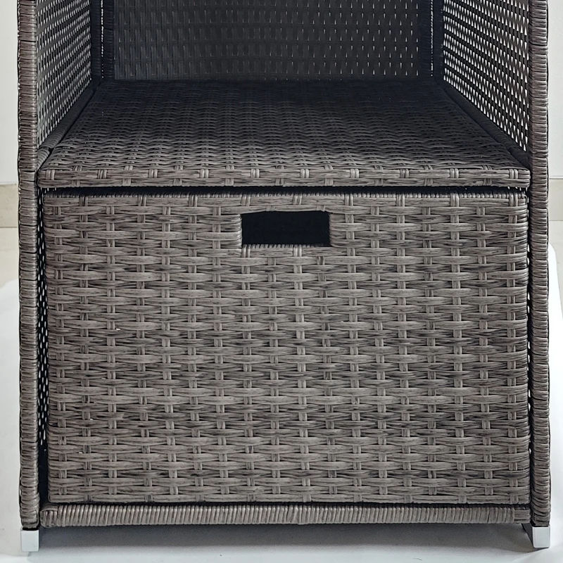 Outsunny PE Rattan Pool Towel Rack with 2 Storage Shelves Basket Mixed gray