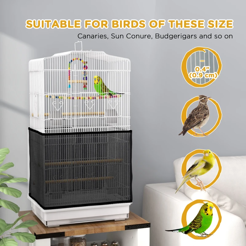 PawHut 36" Bird Cage with Accessories, Handle, Mesh Cover, Tray, White