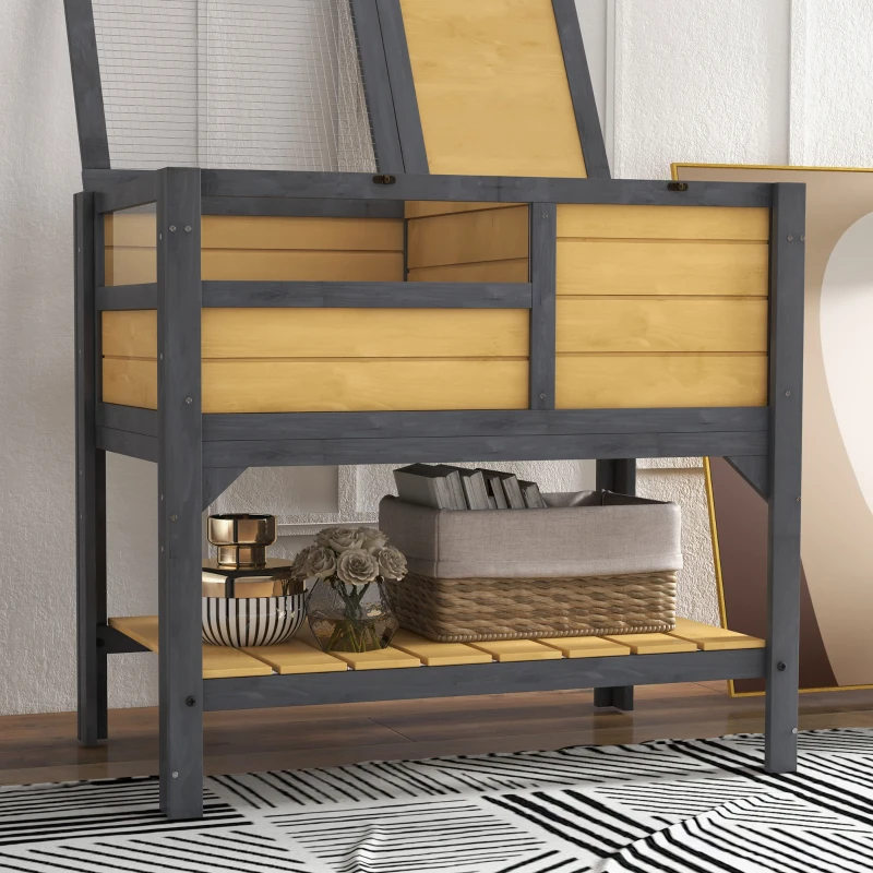 PawHut Tortoise Habitat with Shelf Storage Tortoise Gift Accessory with Weather Protection for Indoor, Yellow