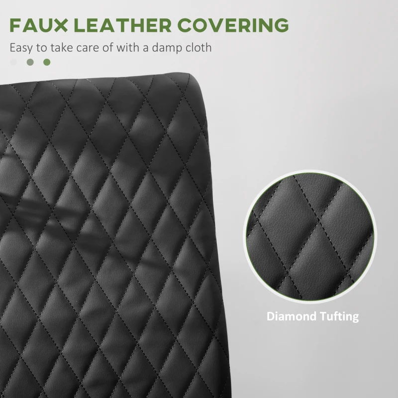 HOMCOM Kitchen Chairs Set of 4, Dining Chairs w/ Faux Leather Upholstery and Steel Legs for Living Room, Dining Room, Black