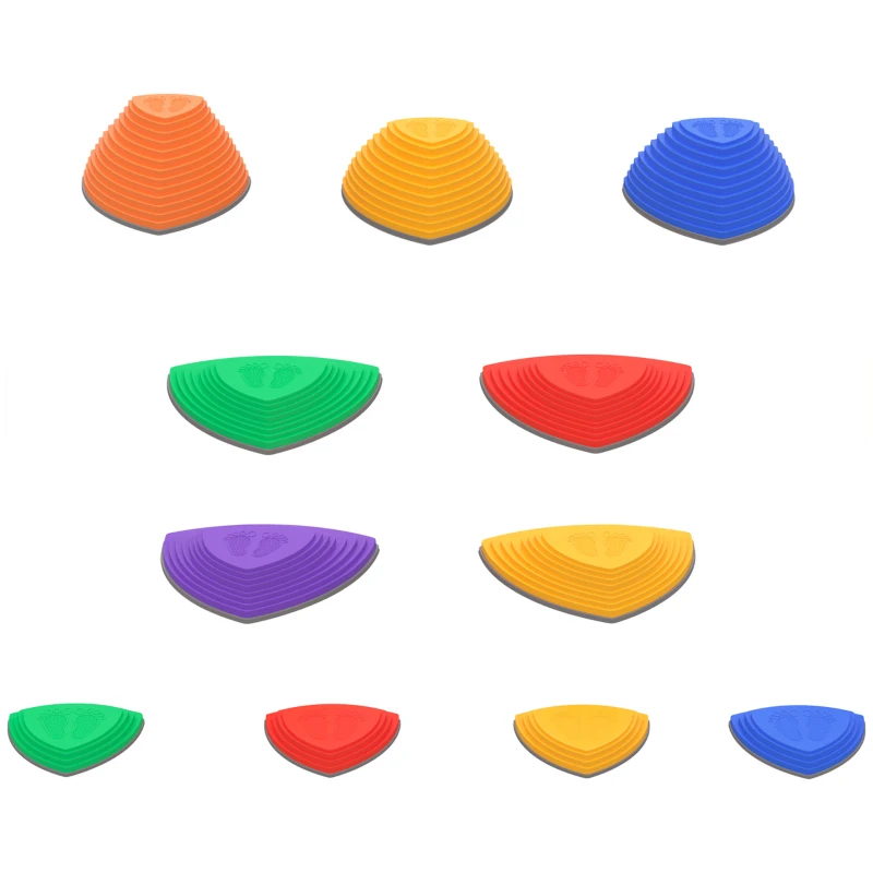 Outsunny 11 PCs Stepping Stones Kids with Non-slip Rubber, Stackable Balance River Stones for Obstacle Course Sensory Play, Outdoor Indoor for 3-8 Years Old