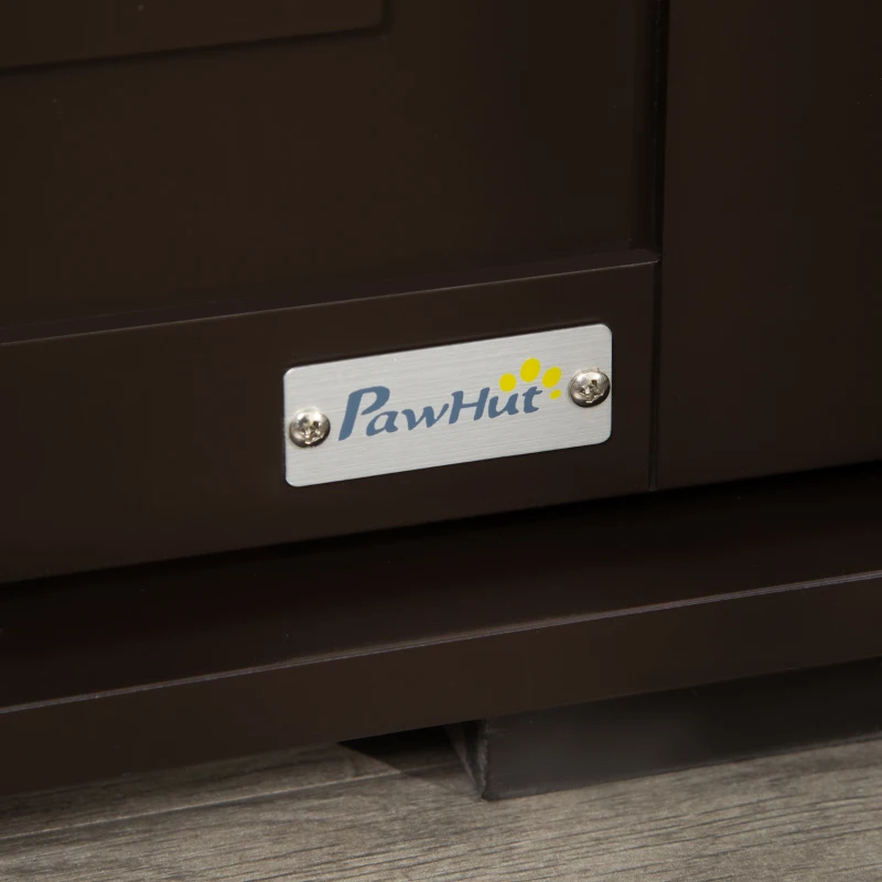 PawHut Cat Litter Box Enclosure Hidden Cat Furniture Cabinet Indoor Cat Washroom Double-door Nightstand End Table with Cat Hole Window Coffee