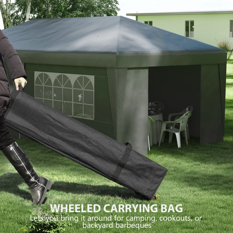 Outsunny 10' x 19.5' Pop Up Canopy Tent Height Adjustable Event Shelter w/ Sidewalls, Leg Weight Bags, Wheeled Carry Bag, Gray