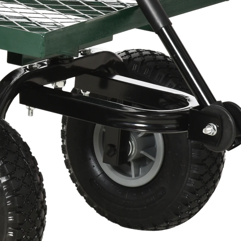 Outsunny Heavy Duty Garden Wagon Cart with 10" Wheels, 330 lbs Capacity, for Garden, Beach, Lawn, Black