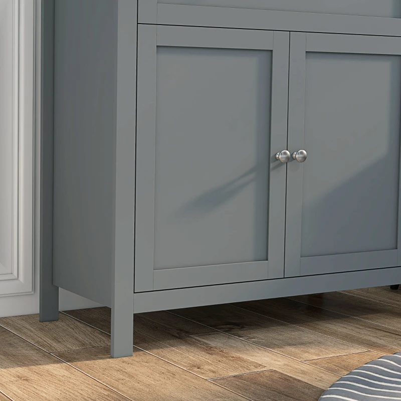 HOMCOM Sideboard Cabinet, Buffet Table with Drawer, Double Door Cupboard and Adjustable Shelf for Living Room, Entryway, Grey