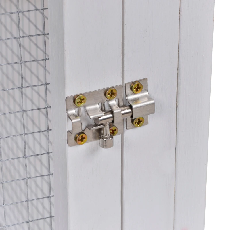 PawHut 47"L Rabbit Hutch Outdoor Bunny Cage with Waterproof Roof, Removable Tray, and Ramp, Grey & White