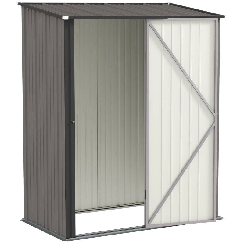 Outsunny 5' x 3' Outdoor Storage Shed, Steel Garden Shed with Single Lockable Door, Tool Storage Shed for Backyard, Light Grey