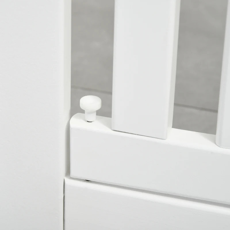 PawHut Free Standing Wooden Pet Gate Indoor Dog Barrier Foldable Step Over Doorway Fence Safety Gate with Open Door Z Shape 4 Panel