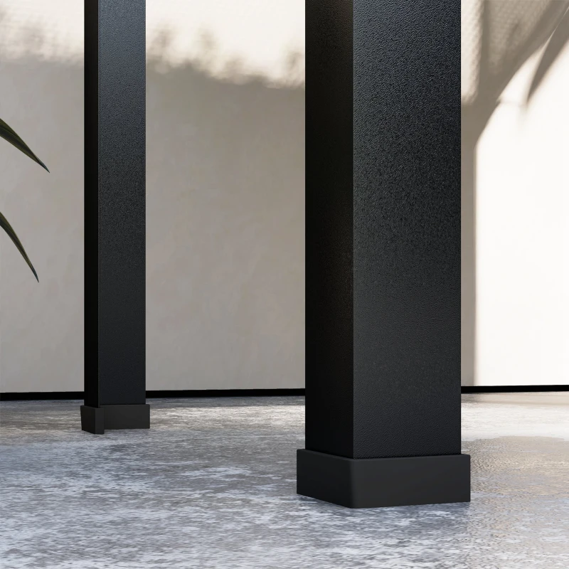 Outsunny Raised Garden Bed Planter with PE Greenhouse Cover, Elevated Garden Bed Box with Drainage Hole for Flowers, Black