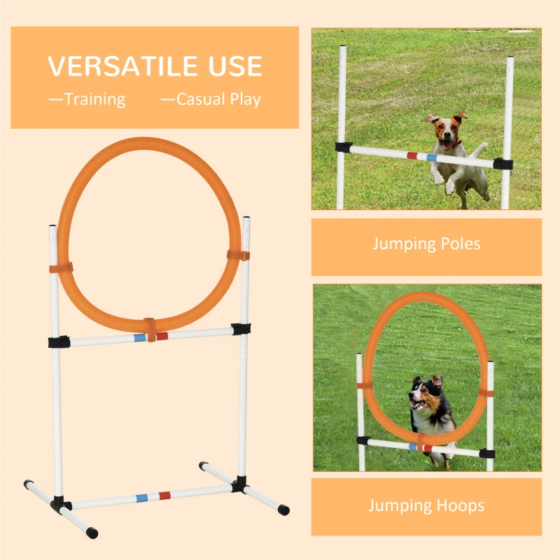 PawHut 2-in-1 Dog Obstacle Training Agility Equipment Tire Jump Ring/Hurdle Bar with a Simple & Easy Setup & Storage Bag