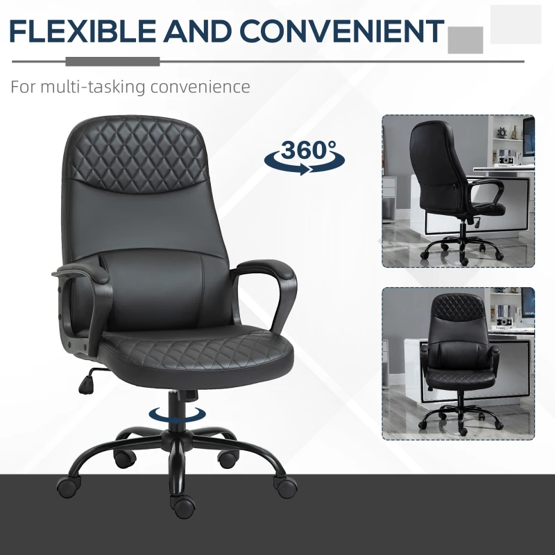 Vinsetto Massage Office Chair, PU Leather Swivel Chair with 2-Point Vibration Lumbar, USB Power and Adjustable Height, Black
