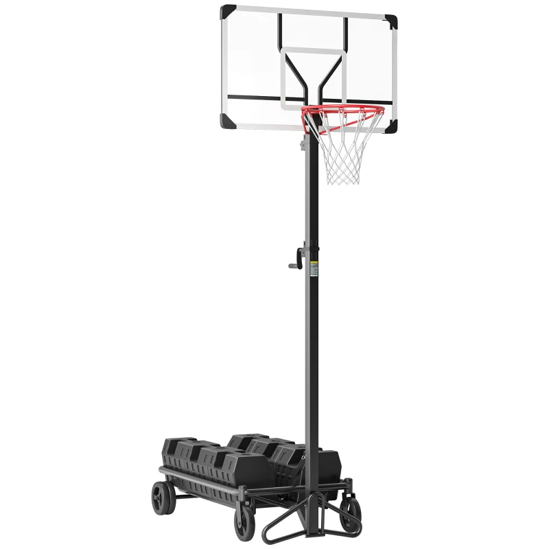 Soozier Foldable & Portable Basketball Hoop, 4.3-10.2' Adjustable Basketball Goal with 4 Wheels for Teenagers, Youth & Adults