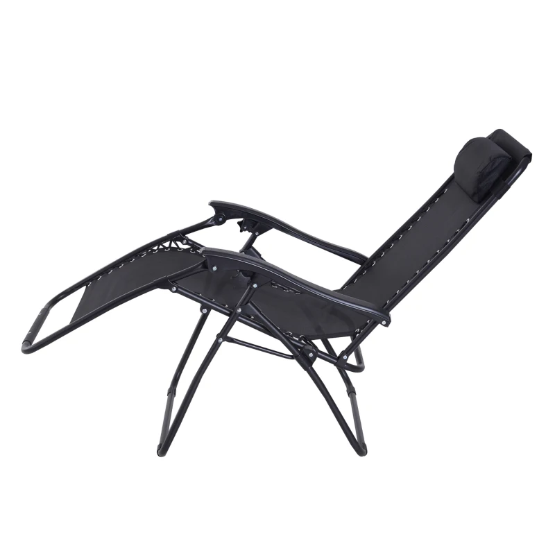 Outsunny Zero Gravity Lounger Adjustable Patio Lounge Chair Foldable Reclining Seat Outdoor Garden Portable Recliner Black