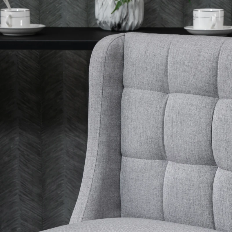 HOMCOM Modern Bar Stools, Tufted Upholstered Barstools, Pub Chairs with Back, Rubber Wood Legs for Kitchen, Dinning Room, Set of 2, Grey