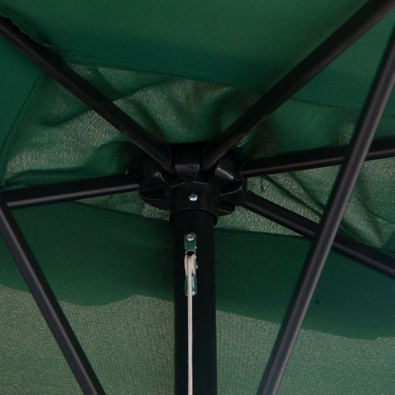 Outsunny 8ft Half Umbrella Outdoor Balcony Parasol Patio Garden Outdoor Window Sun Shade w/ 5 Ribs, Green