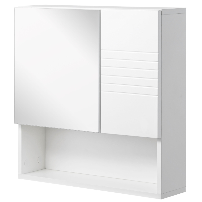 kleankin Medicine Cabinet with Mirror, Bathroom Wall Cabinet, Storage Organizer with Mirror Door, Adjustable Shelf, White