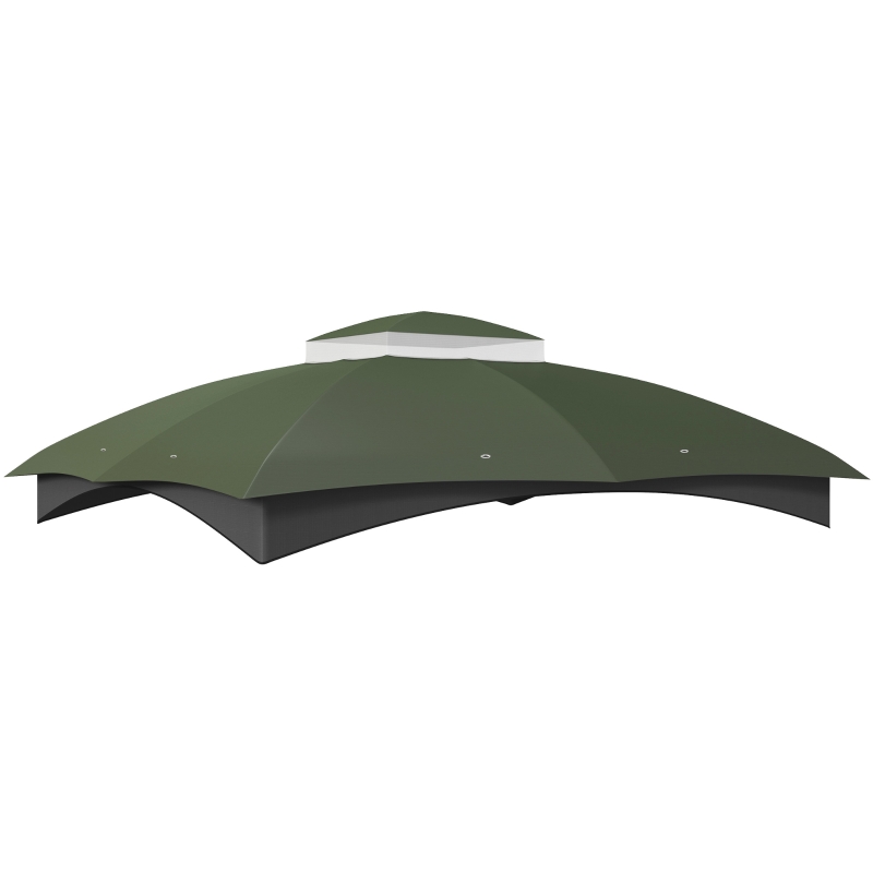Outsunny 10' x 12' 2-Tier Gazebo Cover, Patio Gazebo Canopy Replacement with Drainage Holes for 84C-210 Series, Green