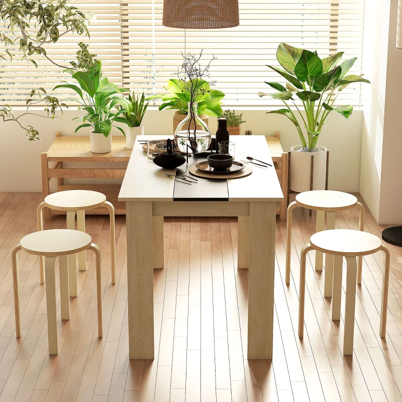 HOMCOM Round Stackable Chairs Set of 4, 18-Inch Backless Stacking Stools for Kitchen, Dining Room, Office, Outdoors