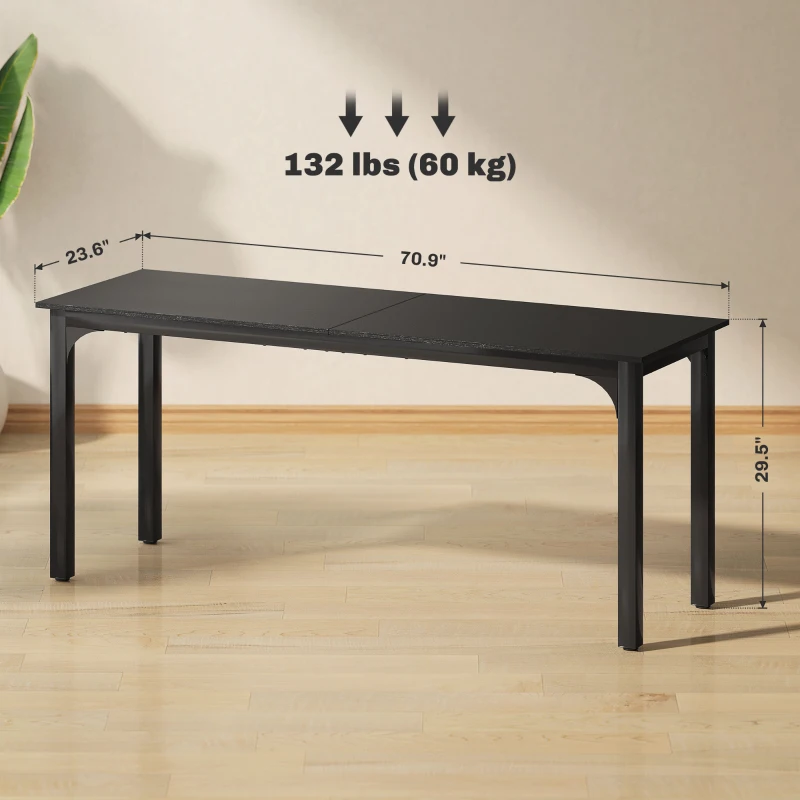 HOMCOM 71" Computer Desk, Desktop Desk with Metal Legs, Black