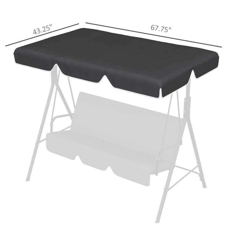 Outsunny 84A-054 Series 2/3 Seater Swing Canopy Replacement, Outdoor Swing Seat Top Cover (Canopy Only), Black