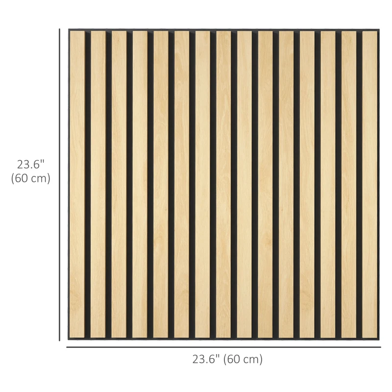 HOMCOM 24"x24" Wood Panels for Wall, 4 Pack Acoustic Panels, Sound Absorbing Slat Wall For Interior Wall Decor, Home, Oak
