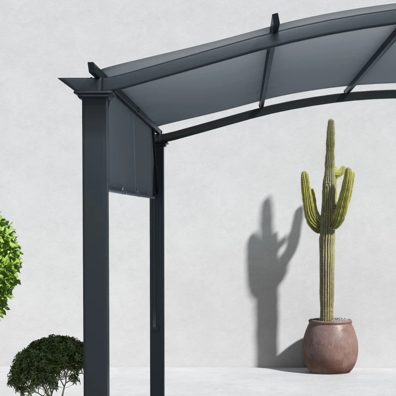 Outsunny 11' x 11' Outdoor Retractable Pergola with Canopy for Backyard, Gray