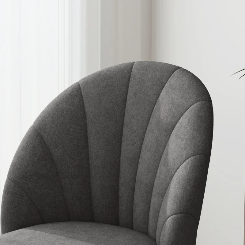 HOMCOM Modern Dining Chairs Set of 4, Upholstered Dining Room Chairs with Metal Legs, Shell Backrest, Padded Seat, Dark Grey