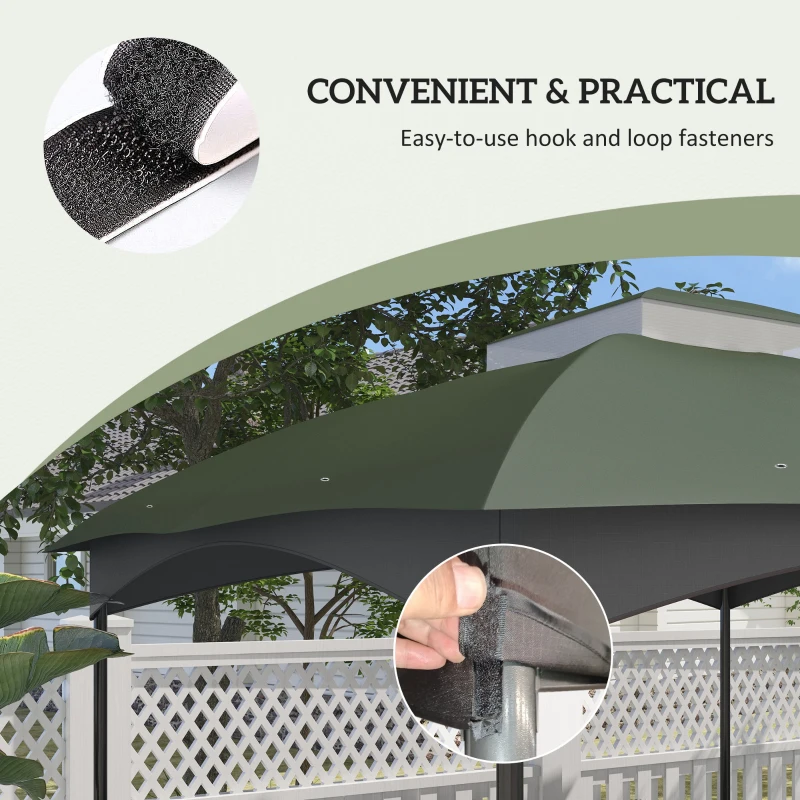 Outsunny 10' x 12' 2-Tier Gazebo Cover, Patio Gazebo Canopy Replacement with Drainage Holes for 84C-210 Series, Green