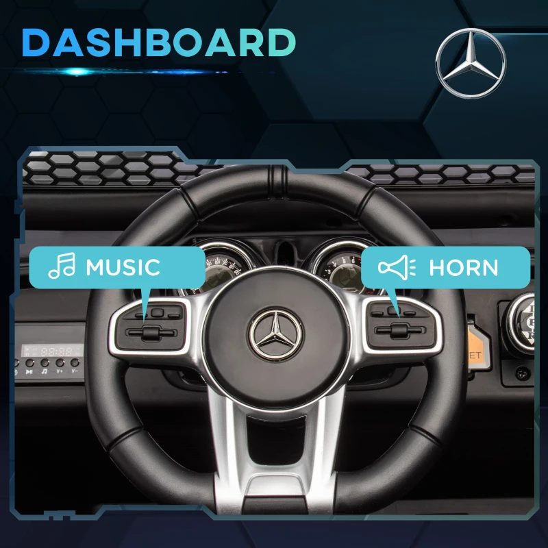 Aosom Licensed Mercedes-Benz Unimog 12V Kids Ride on Truck with Remote Control, Battery Powered Electric Car with Spring Suspension, LED Light, Horn, Music, Black