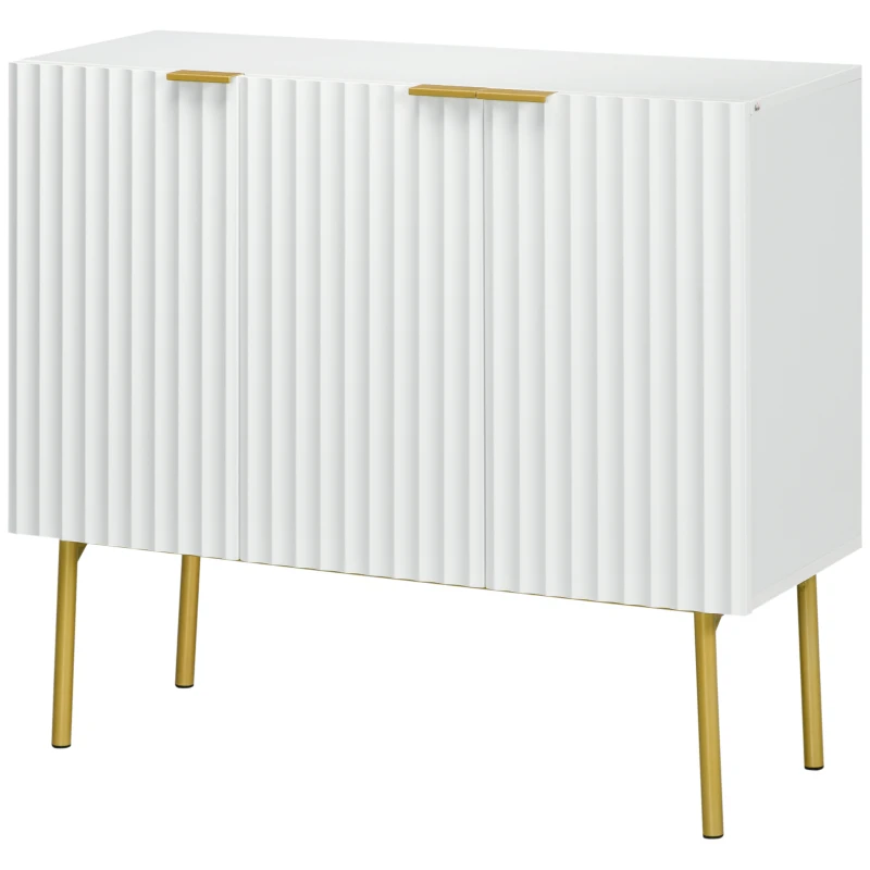 HOMCOM Modern Storage Cabinet Sideboard Buffet Cabinet with Gold Legs for Living Room Dining Room Hallway White