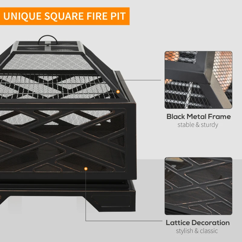 Outsunny 26" Outdoor Fire Pit, Square