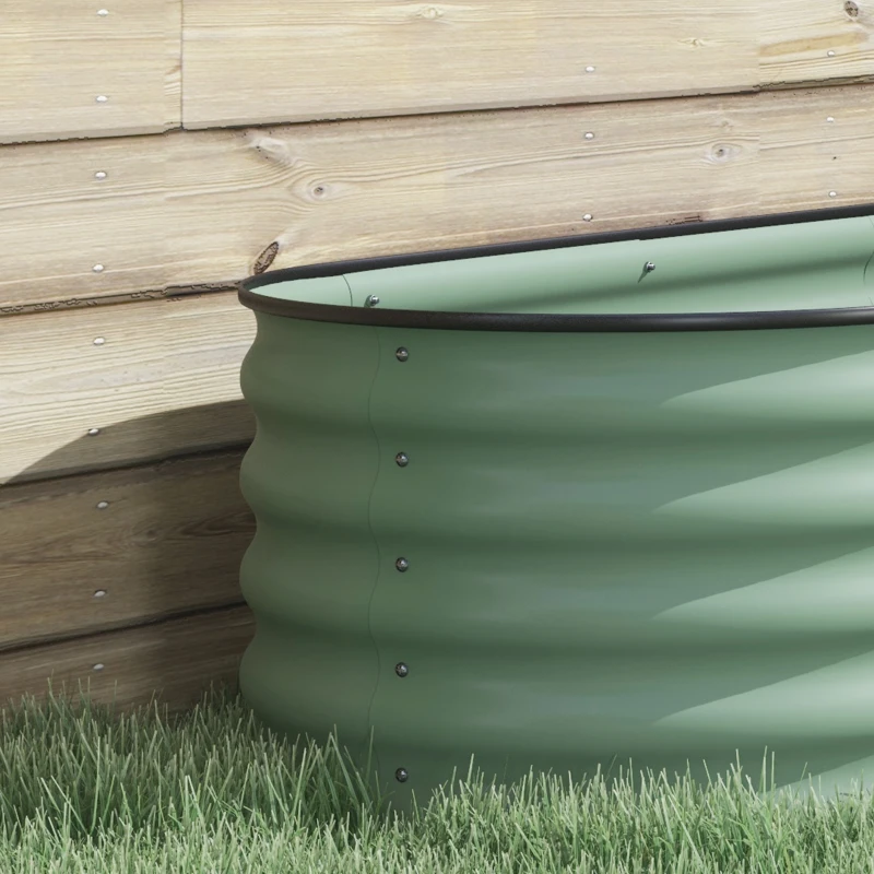 Outsunny 3.4' x 2' x 1.4' Galvanized Raised Garden Bed Kit, Metal Planter Box with Safety Edging, Green