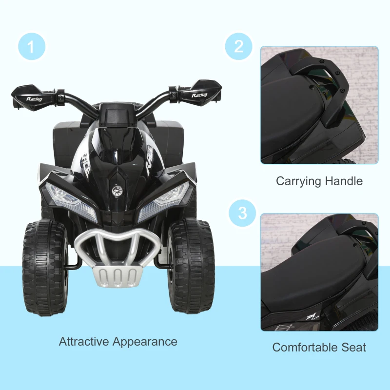 Aosom No Power 4 Wheels Ride on Toy for Kids, Foot To Floor Slider Toddler Ride-on Car with Music, Lightening, for 18-36 Months Black