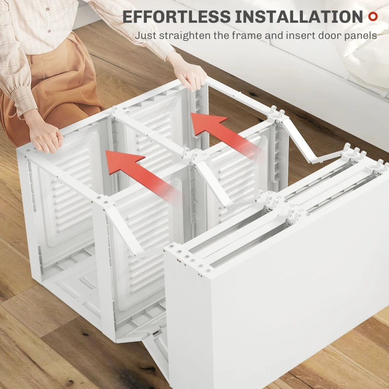 HOMCOM Portable Wardrobe, Foldable Clothes Storage Organzier with 5 Compartments, 1 Hanging Rod, Magnet Doors, White