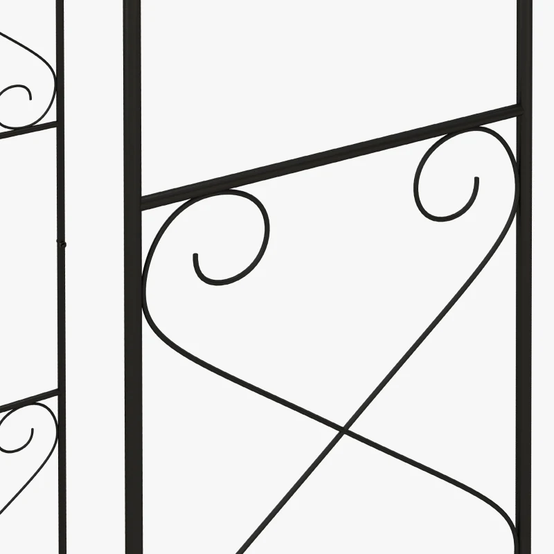 Outsunny 7.6FT Metal Garden Arch with Gate, Garden Arbor Trellis for Climbing Plants, Roses, Vines, Wedding Arch, Black