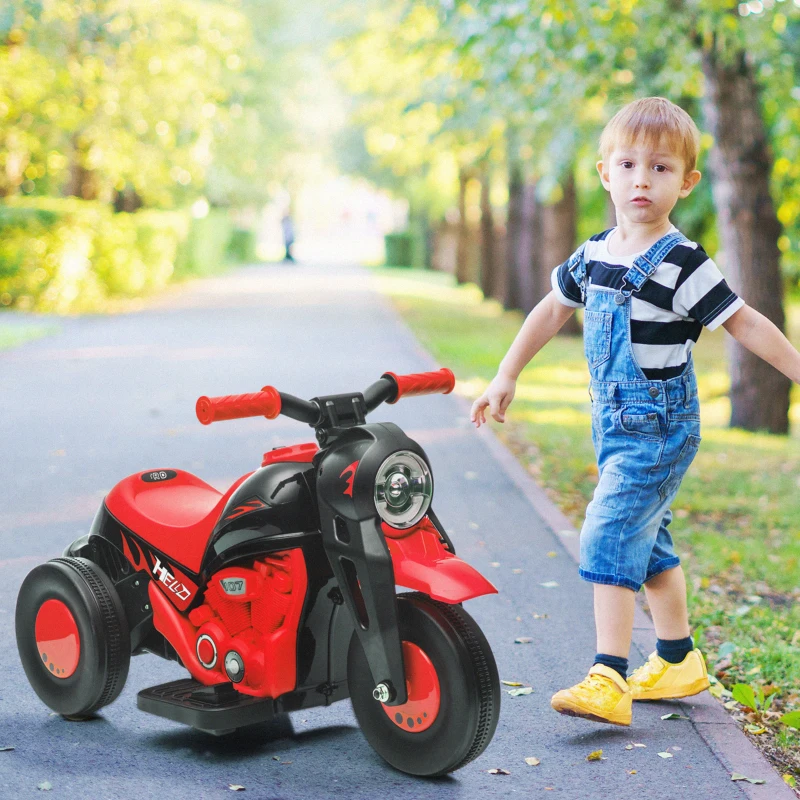 Qaba Electric Motorcycle for Kids, 6V Ride on Bubble Car with LED Headlight, Music, Pedal, for 2-5 Years Black