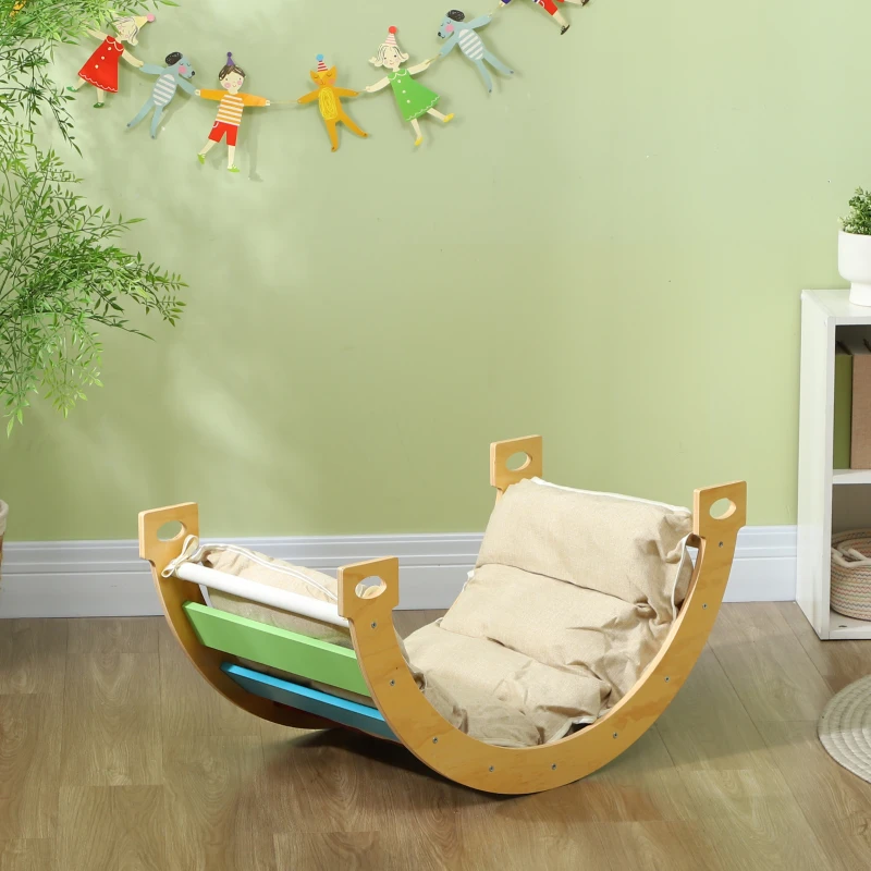 Qaba 3 in 1 Wooden Climbing Toy for Toddlers with Cushion Pad