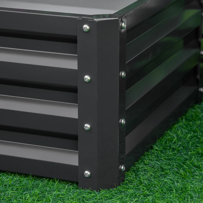 Outsunny 2pc 23.5" Elevated Herb & Vegetable Planting Box Kit w/ Versatile Uses, Dark Gray