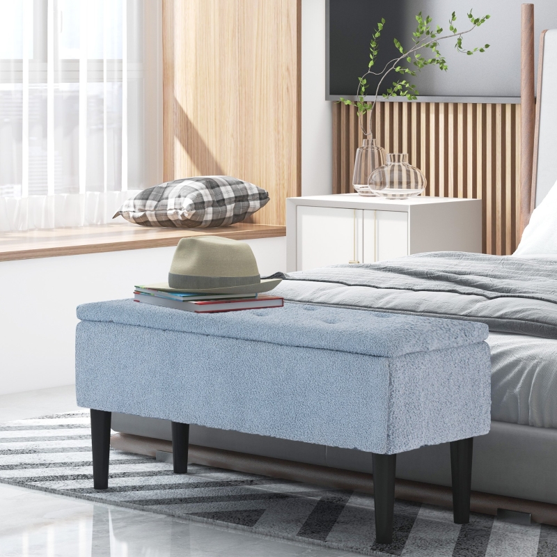 HOMCOM Modern Storage Bench, Ottoman with Storage and Lamb's Wool