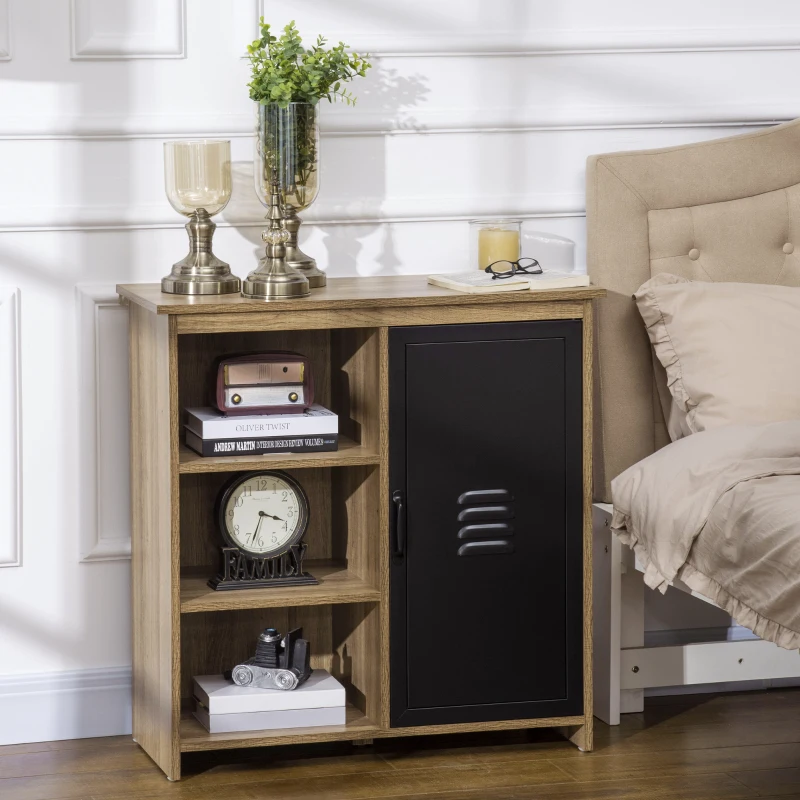 HOMCOM Storage Cabinet with 3 Tiers and Metal Door, Buffet Table, Sideboard with Adjustable Shelf for Dining Room, Living Room, Kitchen