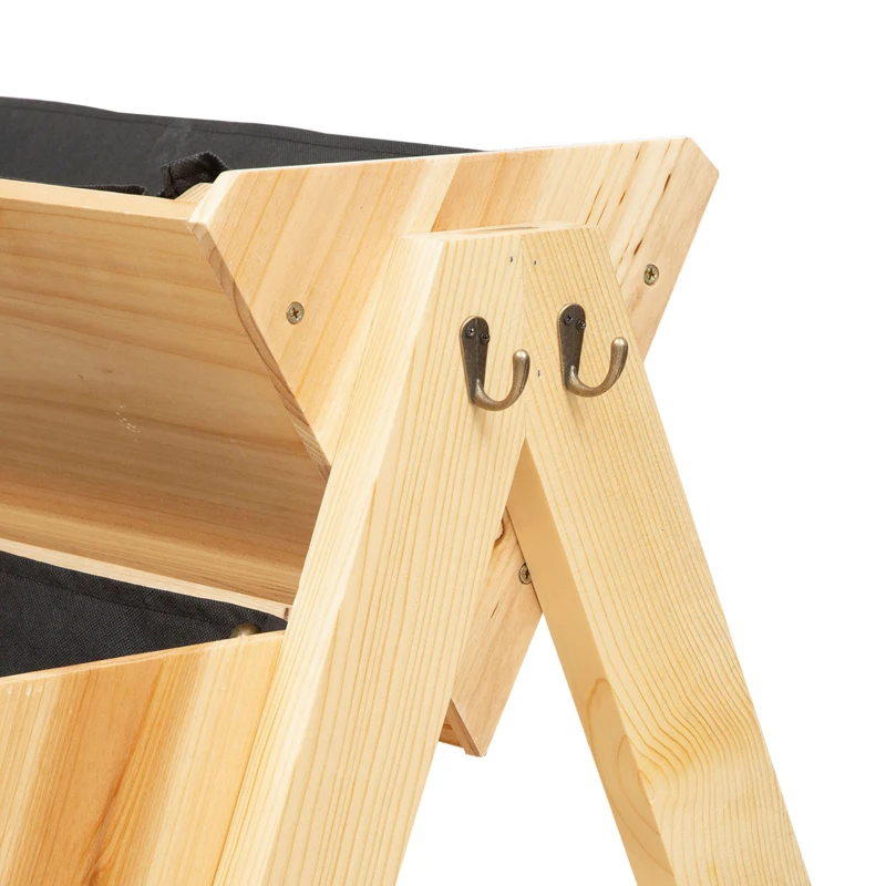 Outsunny 3-Tiers Vertical Raised Garden Bed, Wooden Elevated Planter Boxes, Plant Stand with Side Hooks & Storage Clapboard, Drainage Holes, Bed Liner, for Flowers Herbs Vegetables