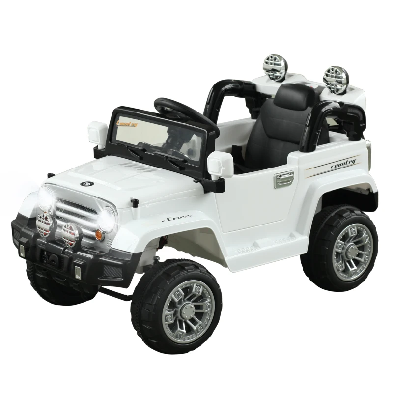 Aosom 12V Kids Electric Ride On Car Toy Jeep power wheels with Remote Control, White
